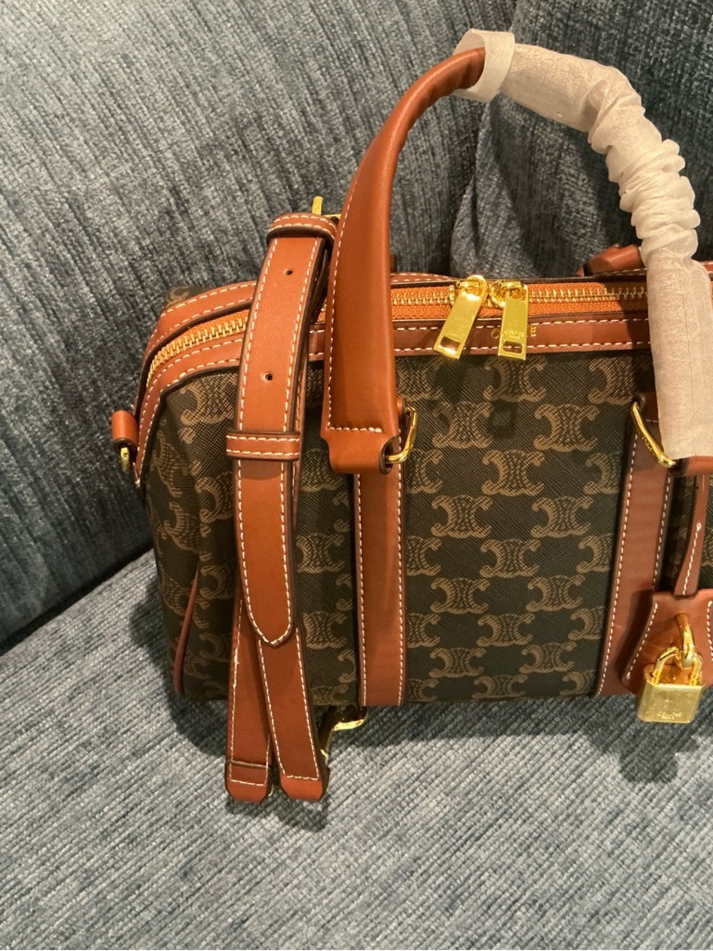 Brown Logo-Print Leather Trim Briefcase – Chestnut Accents